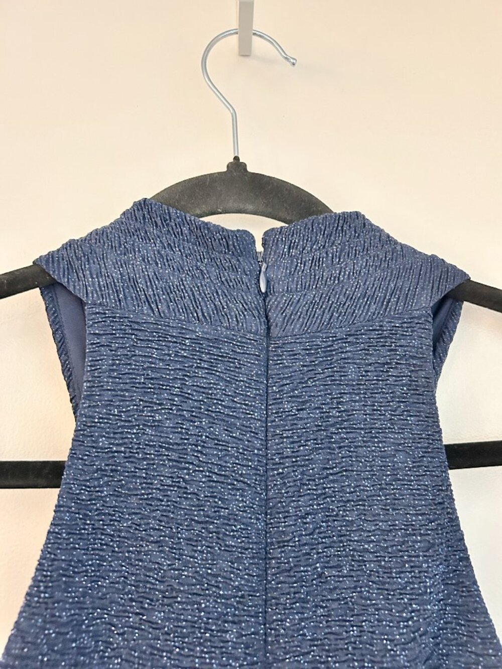 Eliza J. Halter Neck Shimmer Metallic Bodycon Stretch Dress in Navy Blue Size 4P - Picture 7 of 10